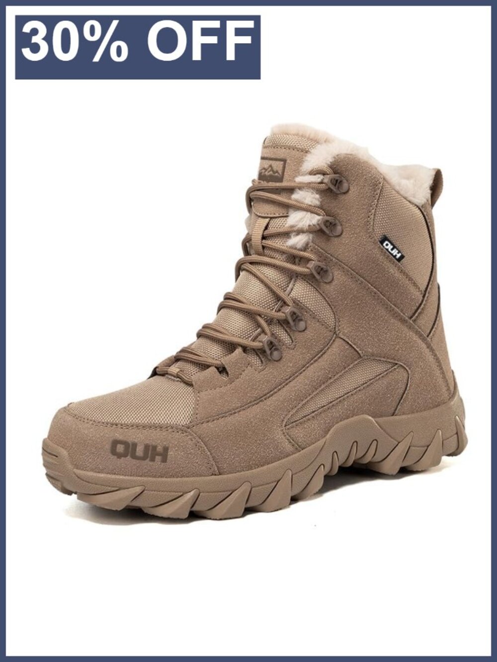 Waterproof Leather Snow Boots Fur Lined Anti Slip Warm Military Ankle Boots